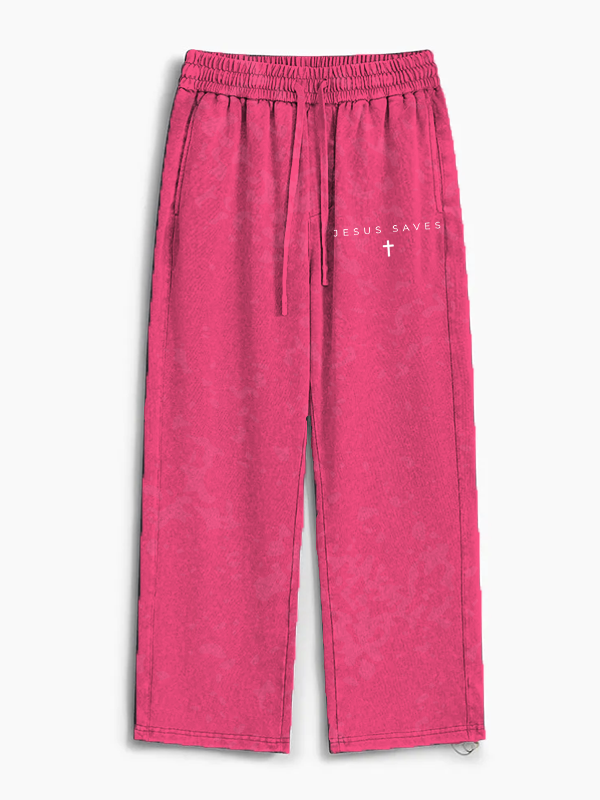 Jesus Saves Jesus God Christian Washed Sweatpants