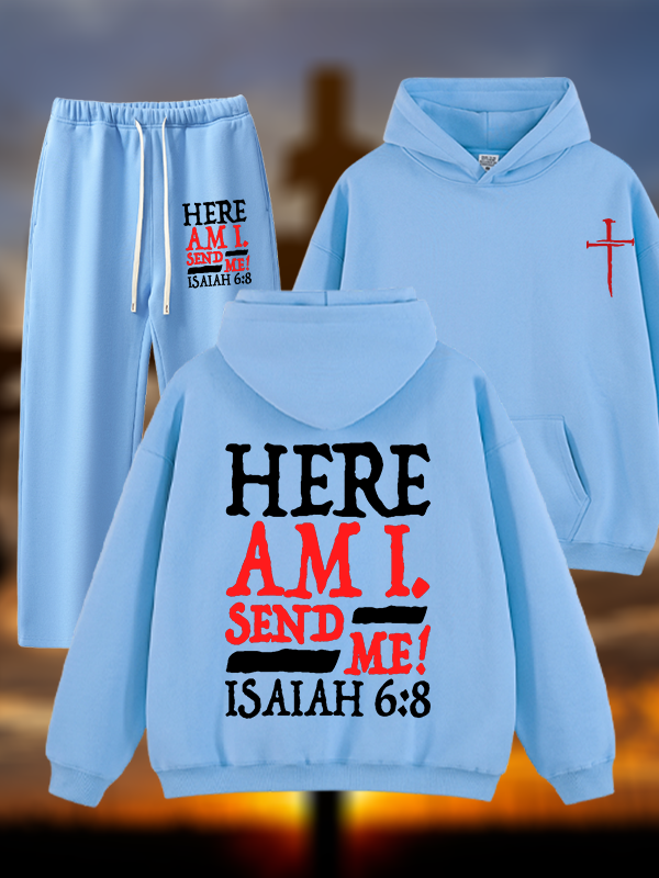 Isaiah 6:8 Send Me! Jesus God Christian Plush Fleece-Lined Hoodie Set