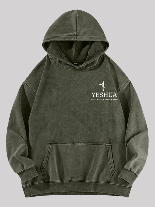 Yeshua King Of Kings Lord Of Lords Jesus God Christian Washed Hoodie