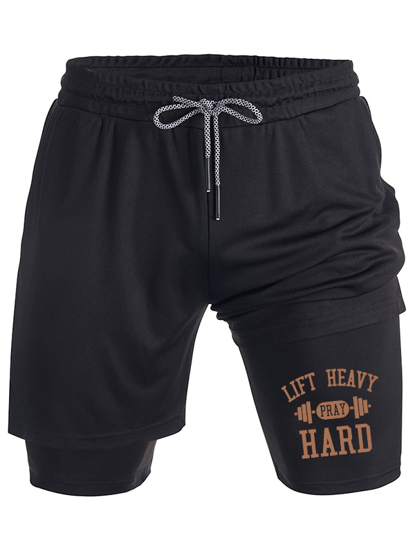 Lift Heavy Pray Hard  Christian Performance Shorts