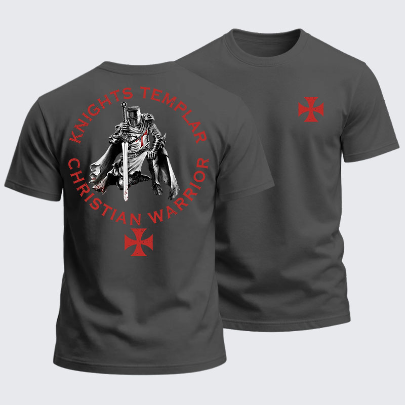 Heavyweight Cotton Tee - Knights Templar Templar Cross Crusader Knight