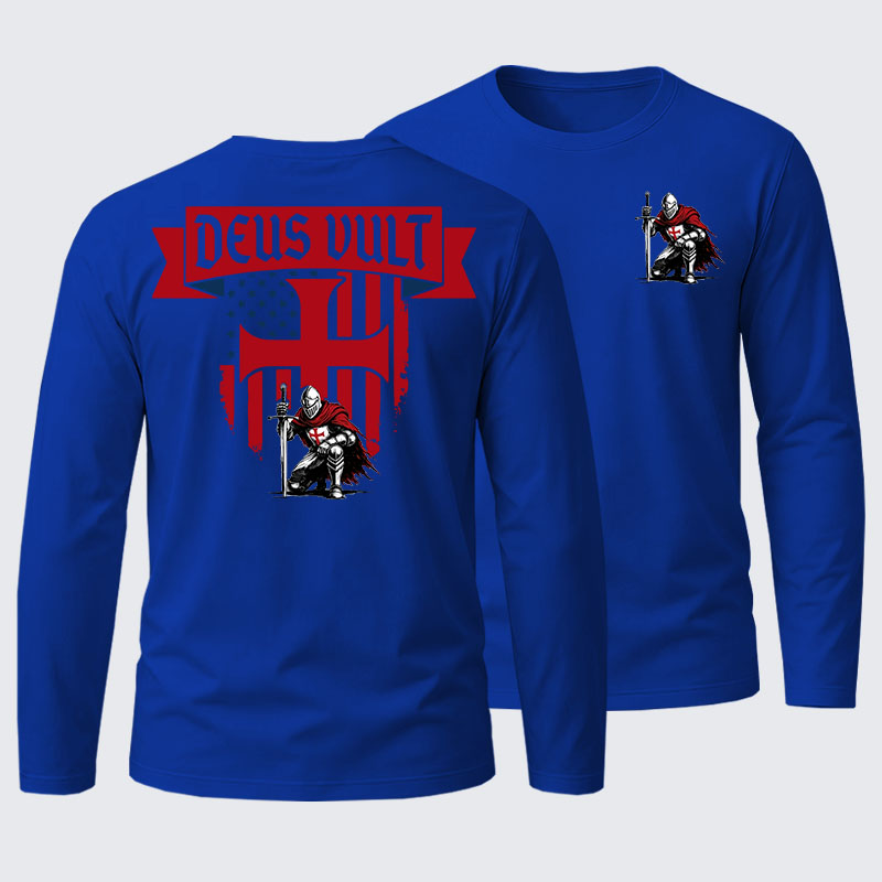 Templar Knight Crusader Deus Vult Cotton Long Sleeve T-Shirt