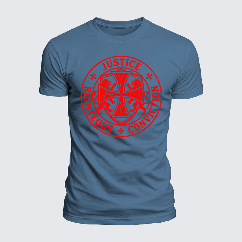 Luxe Mercerized Cotton Tee - Templar Virtues of the Knights Templar Shield