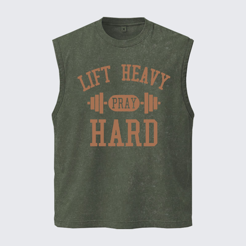Washed Tank Top - Lift Heavy Pray Hard