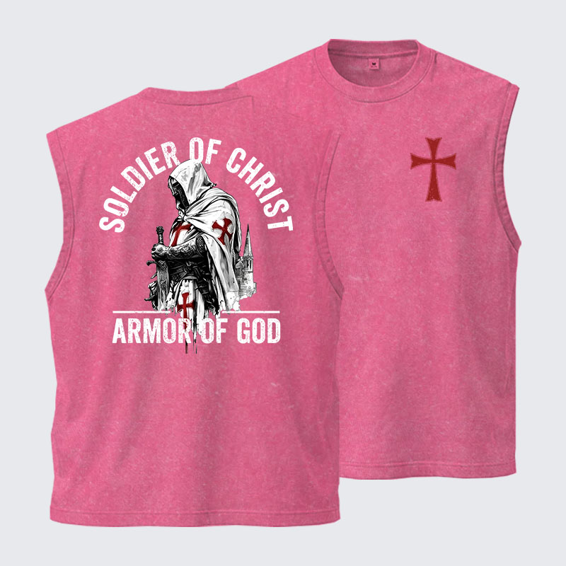 Washed Tank Top -  Soldier of Christ Armor Of God Crusader Spirit