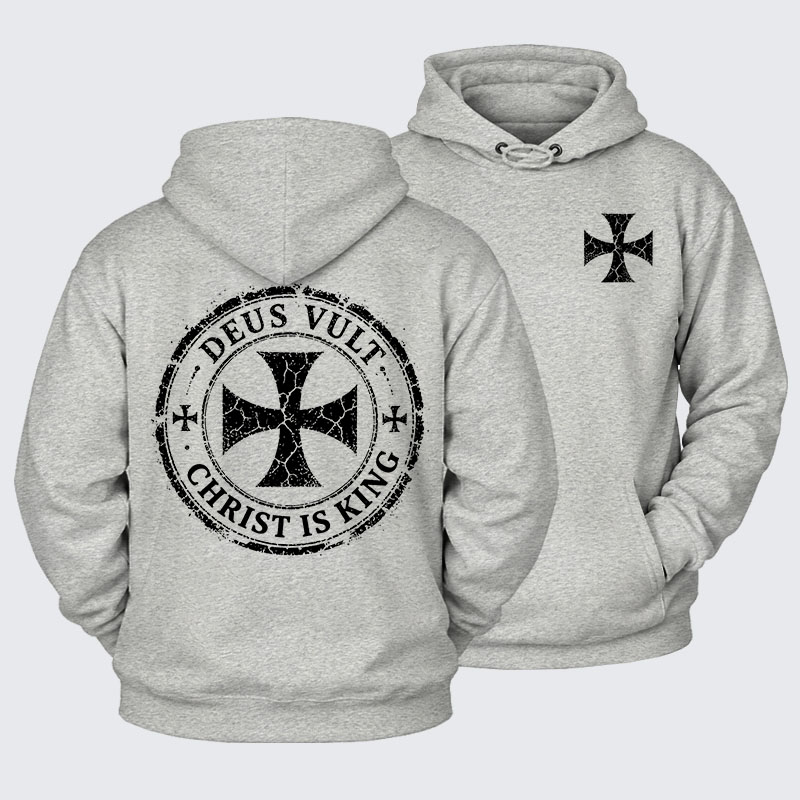 Plush Fleece-Lined Hoodie - Deus Vult Christ Is King