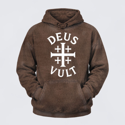 Washed Hoodie - Deus Vult