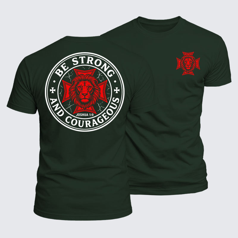 [Copy]Luxe Mercerized Cotton Tee - Be Strong And Courageous Lion Joshua 1:9