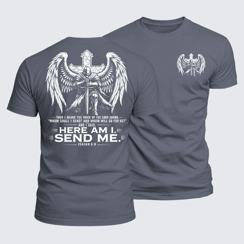 [Copy]Luxe Mercerized Cotton Tee -  Here I Am Send Me Isaiah 6:8 Knight Templar Crusader