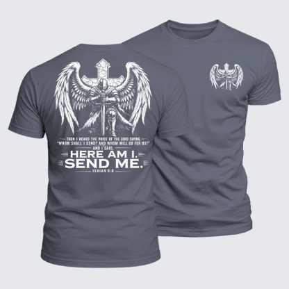 [Copy]Luxe Mercerized Cotton Tee -  Here I Am Send Me Isaiah 6:8 Knight Templar Crusader