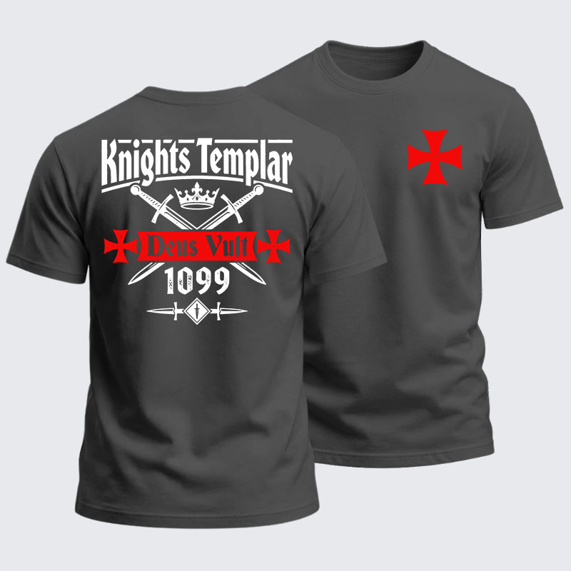 Heavyweight Cotton Tee - Knights Templar Deus Vult