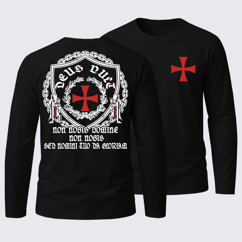 Non Nobis Domine, Non Nobis, Sed Nomini Tuo Da Gloriam Cotton Long Sleeve T-Shirt