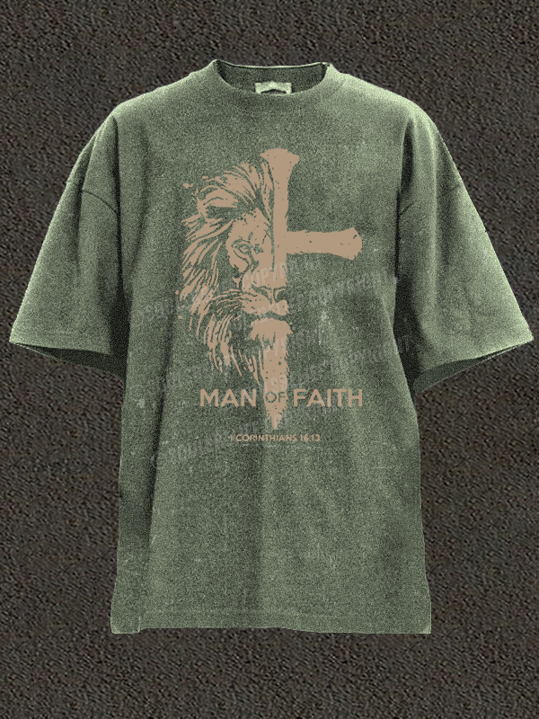 Man of Faith Christian Washed T-Shirt