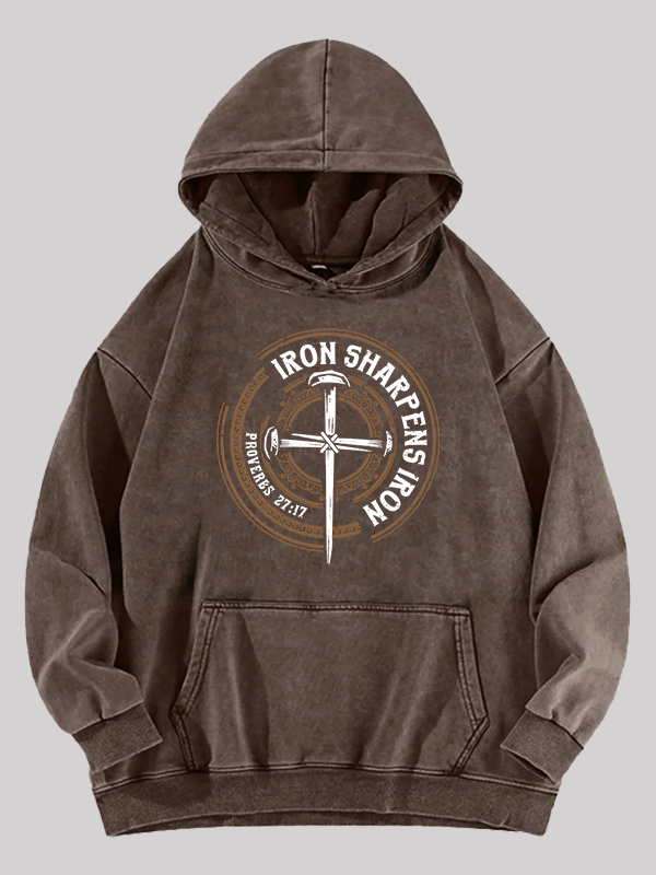 Iron Sharpens Iron - Proverbs 27:17 Washed Hoodie