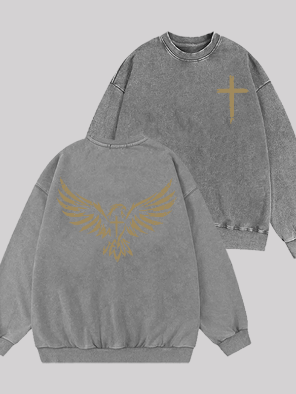 Wings Like Eagles Jesus God Christian Washed Sweatshirt