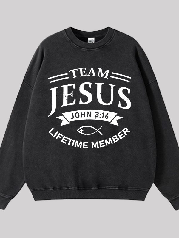 Jesus Team Jesus God Christian Washed Sweatshirt