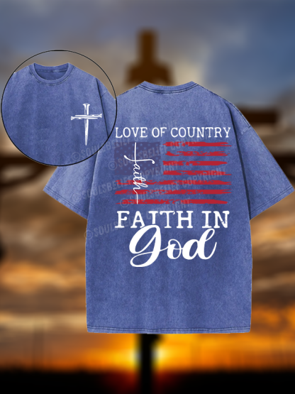 Faith In God Christian Washed T-Shirt