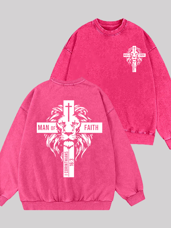 Man of Faith Jesus God Christian Washed Sweatshirt