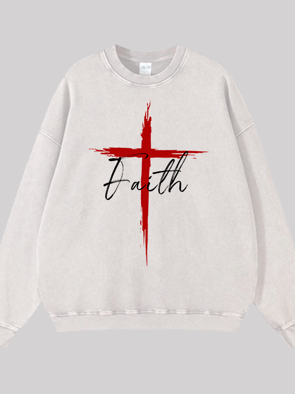 Faith Jesus God Christian Washed Sweatshirt
