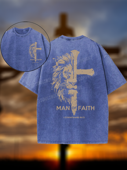 Man of Faith Christian Washed T-Shirt