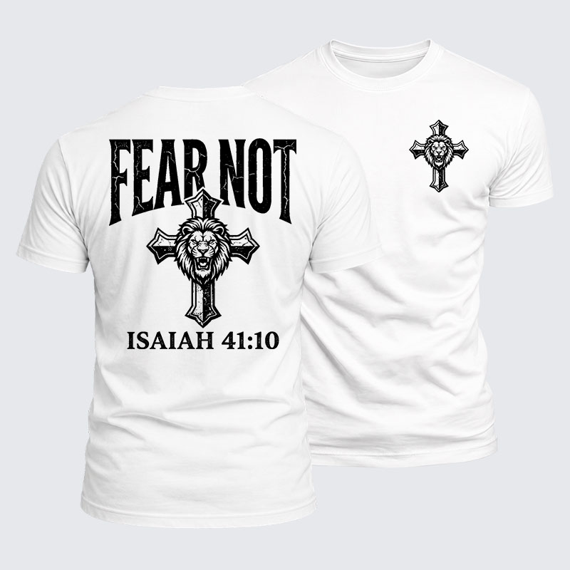 Fear Not Isaiah 41:10 Jesus God Christian  – Luxe Mercerized Interlock Cotton Tee