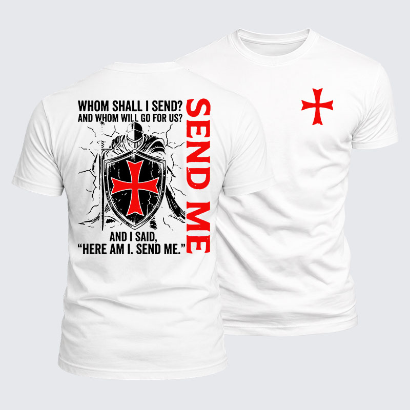 Luxe Mercerized Cotton Tee -  Here I Am Send Me Isaiah 6:8 Knight Templar Crusader