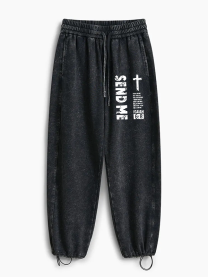 Send Me Isaiah 6:8 Jesus God Christian Washed Sweatpants