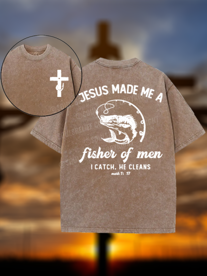 Fisher of Men Cross Christian Washed T-Shirt