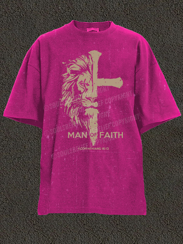 Man of Faith Christian Washed T-Shirt