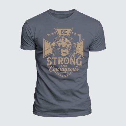 Luxe Mercerized Cotton Tee - Be Strong And Courageous Lion Joshua 1:9