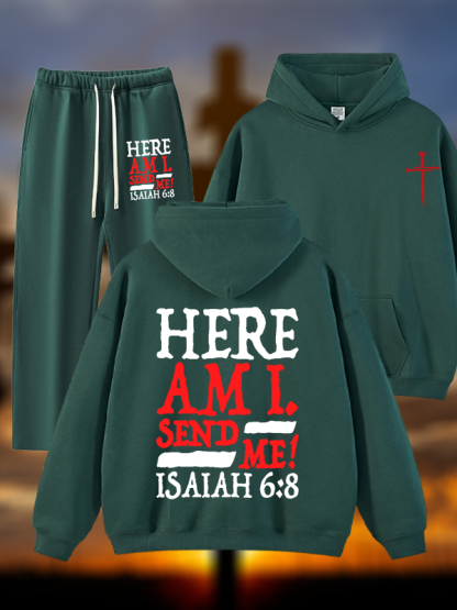 Isaiah 6:8 Send Me! Jesus God Christian Plush Fleece-Lined Hoodie Set