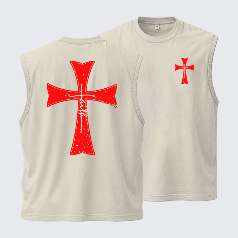 Washed Tank Top - Knights Templar Crusader Cross Faith