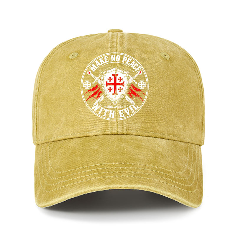 Heritage Washed Cap - Make No Peace with Evil Knight Templar Jerusalem Cross