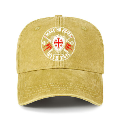 Heritage Washed Cap - Make No Peace with Evil Knight Templar Jerusalem Cross