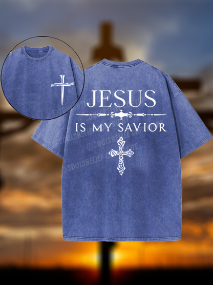 Jesus Is My Savior Christian Washed T-Shirt
