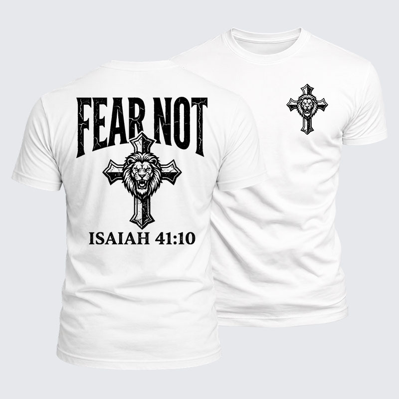 Fear Not Isaiah 41:10 Jesus God Christian  – Luxe Mercerized Interlock Cotton Tee