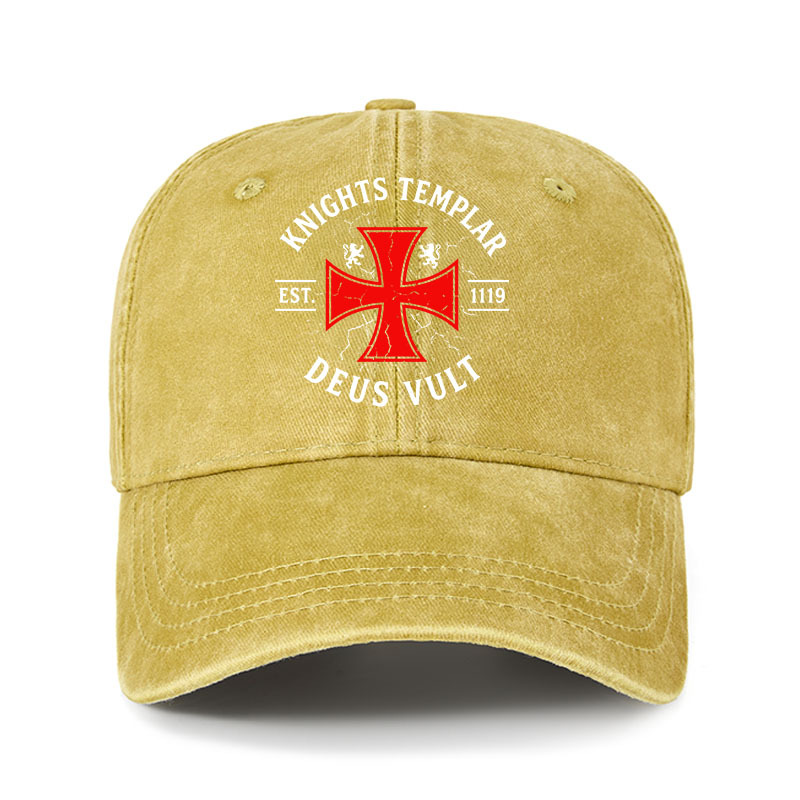 Heritage Washed Cap - Knights Templar Deus Vult