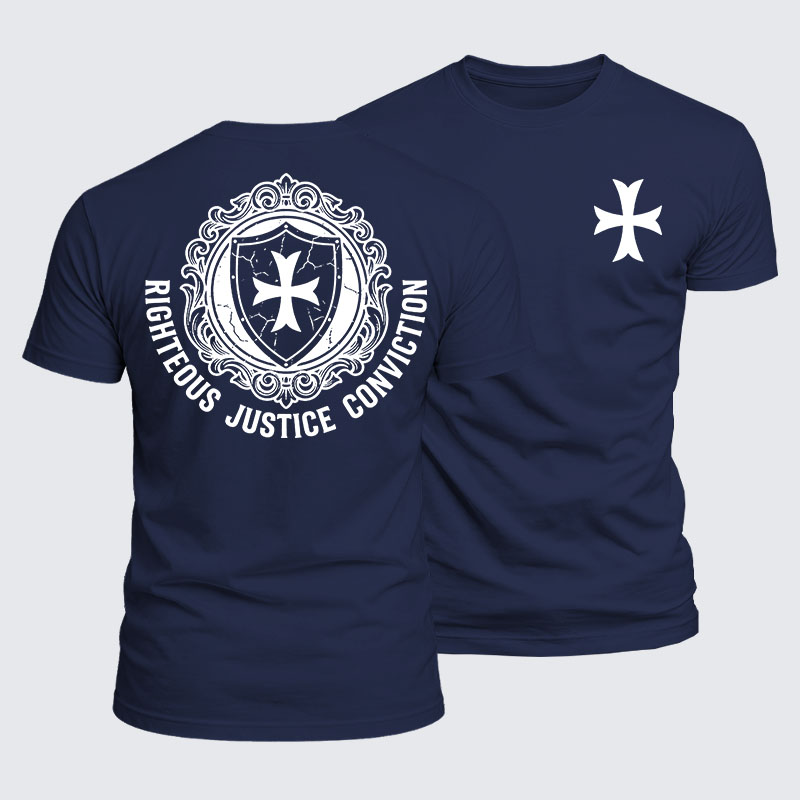 Luxe Mercerized Cotton Tee - Templar Virtues of the Knights Templar Shield