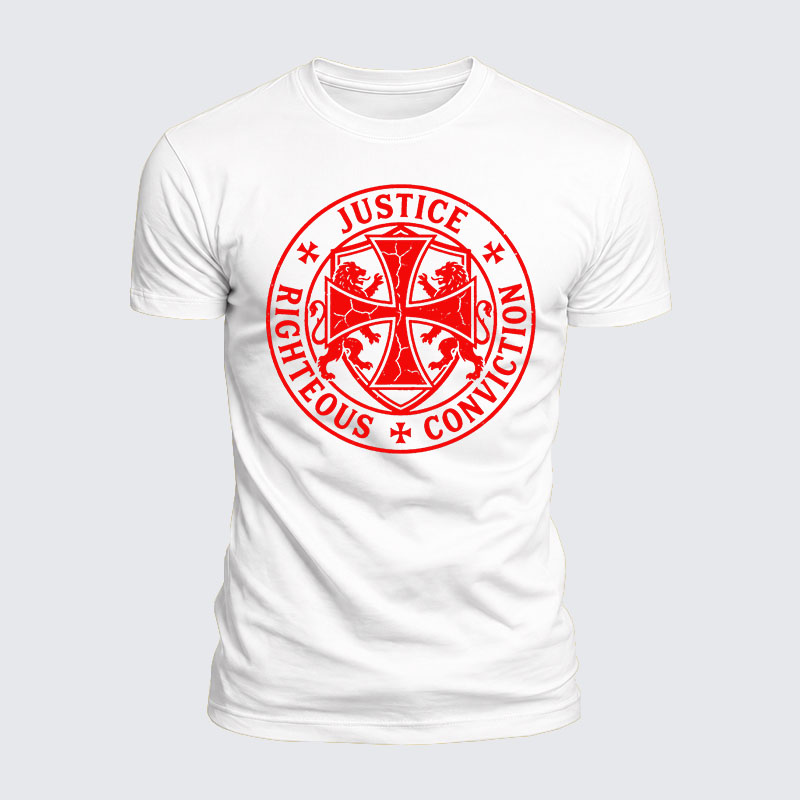 Luxe Mercerized Cotton Tee - Templar Virtues of the Knights Templar Shield