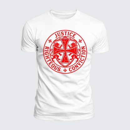 Luxe Mercerized Cotton Tee - Templar Virtues of the Knights Templar Shield