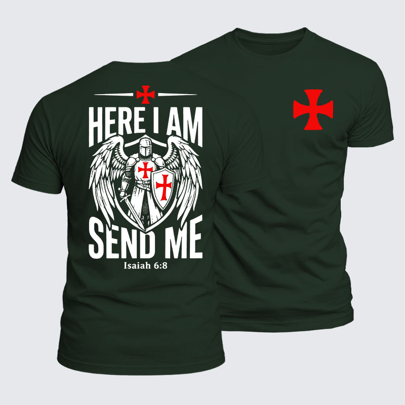 Luxe Mercerized Cotton Tee - Here I Am Send Me Knight Templar Crusader