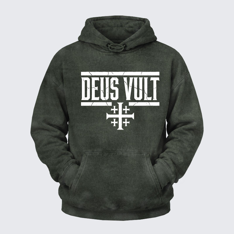 Washed Hoodie - Deus Vult