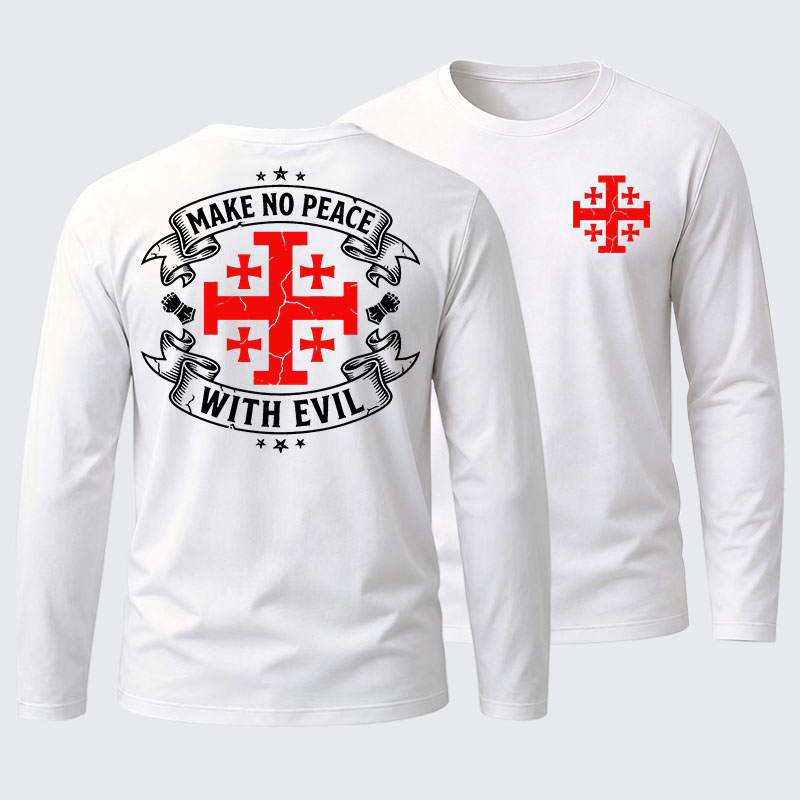 Make No Peace with Evil Knight Templar Jerusalem Cross Cotton Long Sleeve T-Shirt