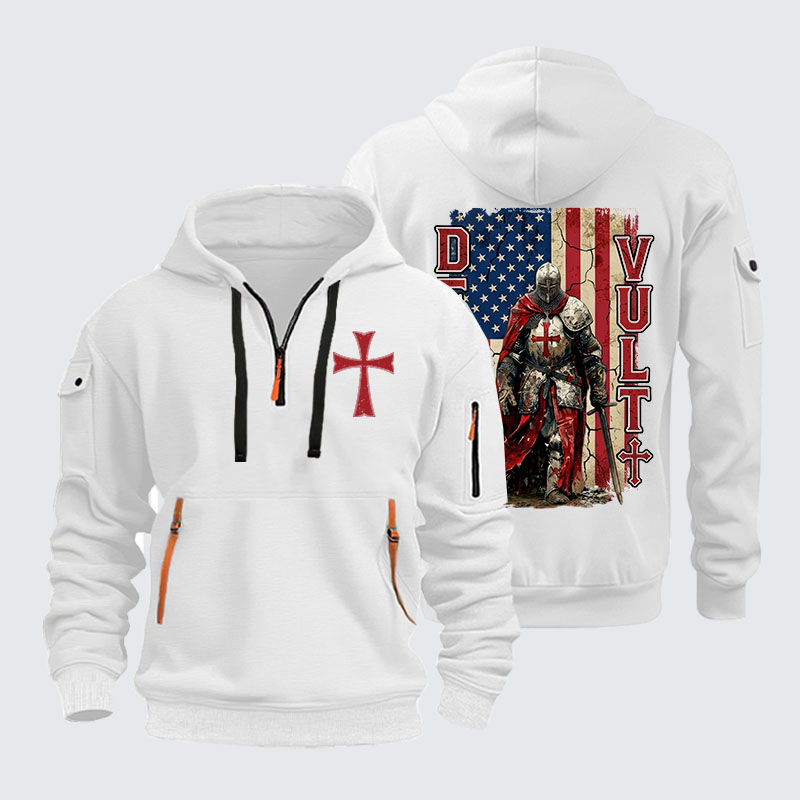 Zipper Hoodies - Deus Vult Knight Templar American Flag Crusader