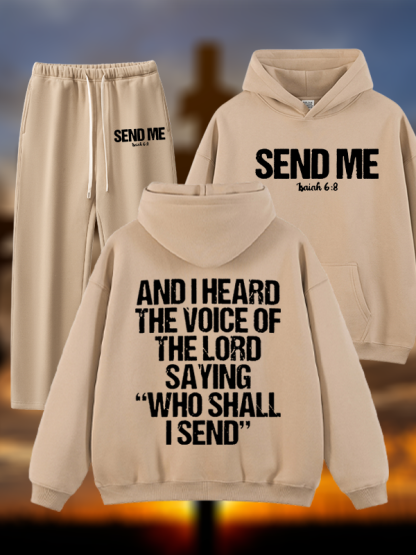 Send Me Isaiah 6:8 Jesus God Christian Plush Fleece-Lined Hoodie Set