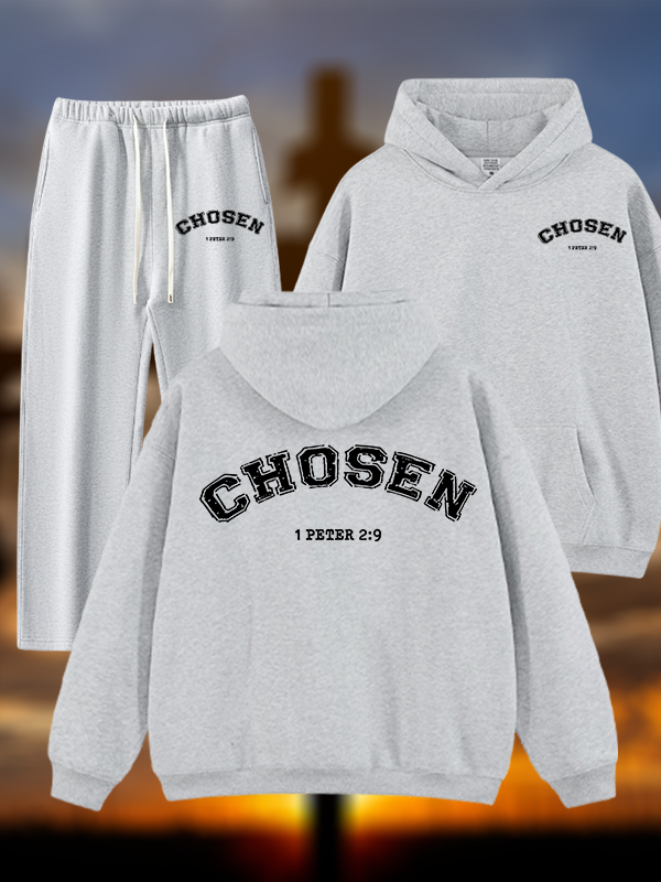 Chosen Jesus God Christian Plush Fleece-Lined Hoodie Set
