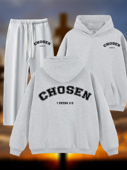 Chosen Jesus God Christian Plush Fleece-Lined Hoodie Set