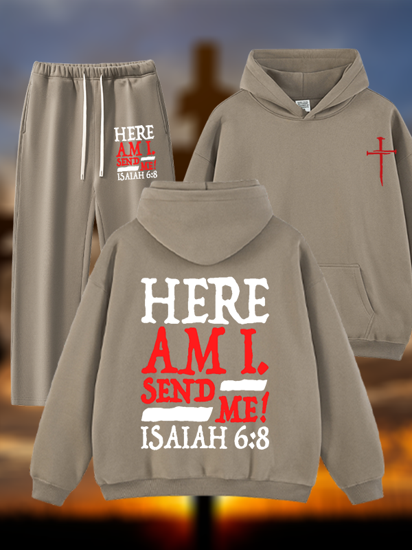 Isaiah 6:8 Send Me! Jesus God Christian Plush Fleece-Lined Hoodie Set