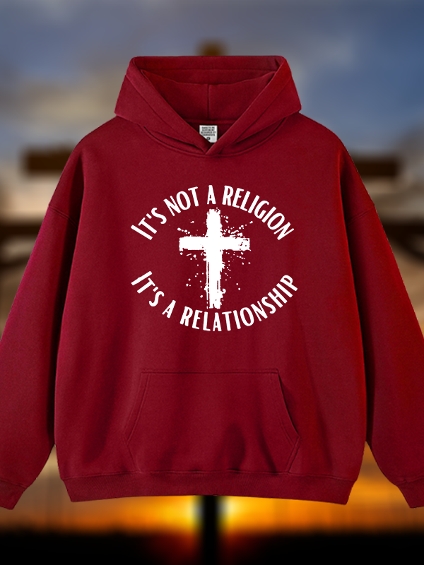 It's Not A Religion It's A Relationship Jesus God Christian Plush Fleece-Lined Hoodie