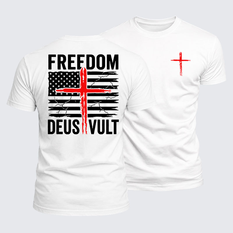 Luxe Mercerized Cotton Tee - Deus Vult American Flag Freedom